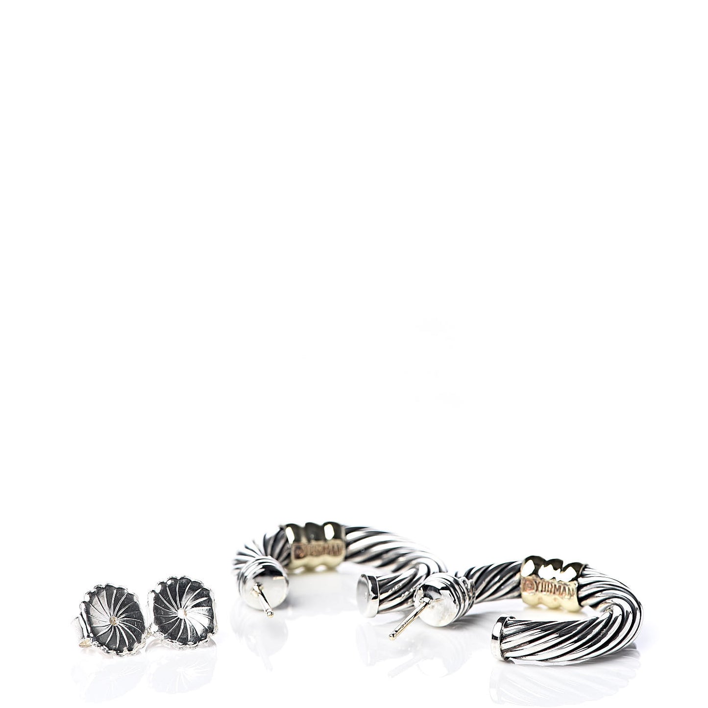 Sterling Silver 14K Yellow Gold Cable Classics Station Hoop Earrings
