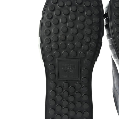 Fendi Fabric Jacquard Vitello Technical Fabric FF Mens Fendi Force Low Top Sneaker 8 Black Blue 7 of 9