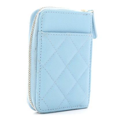 Chanel Caviar Quilted Zip Card Holder Light Blue 3 of 8