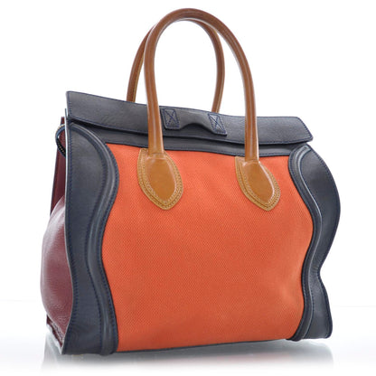 Celine Leather and Linen Mini Luggage Tri-Color Poppy 3 of 10
