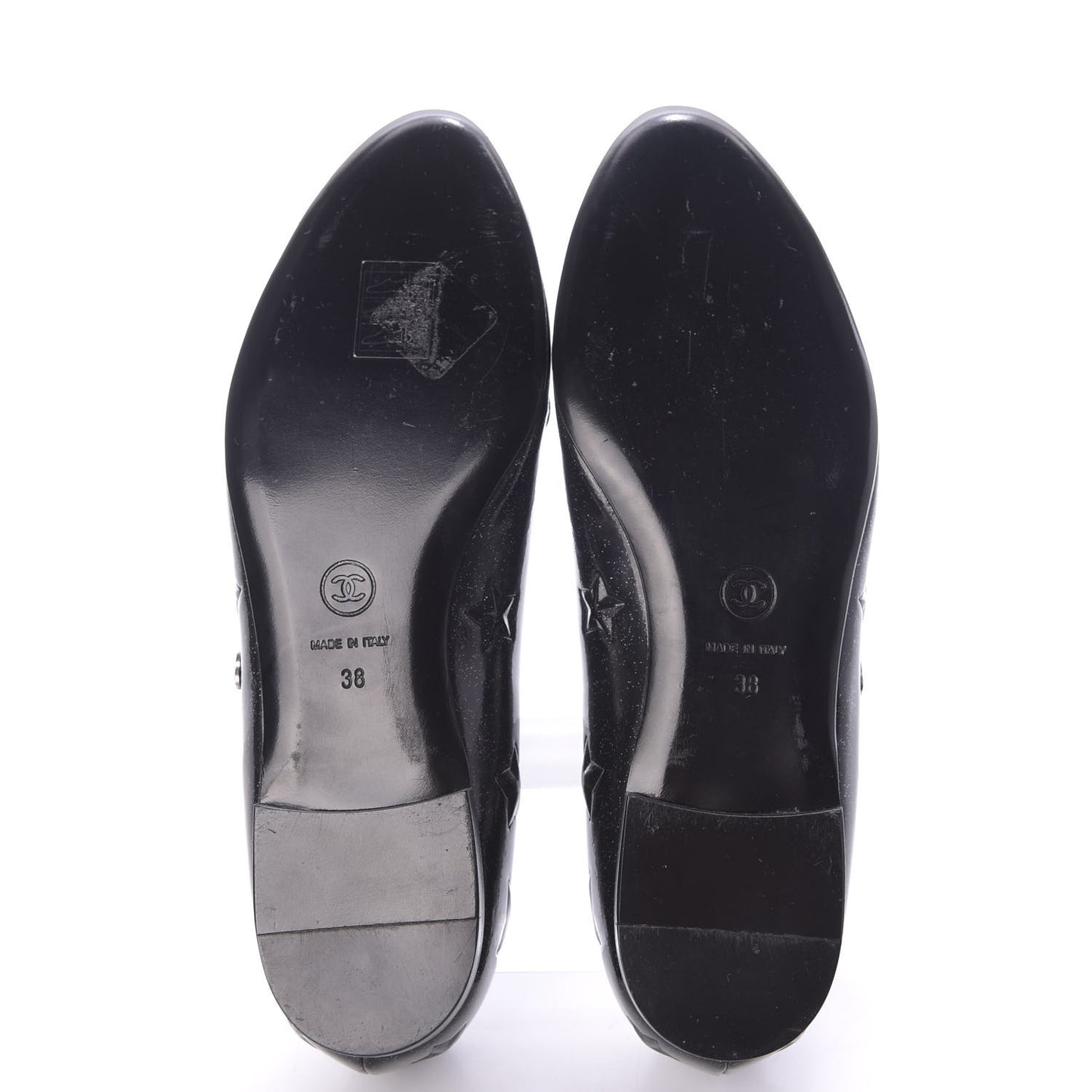 Patent Glitter Flats 38 Black