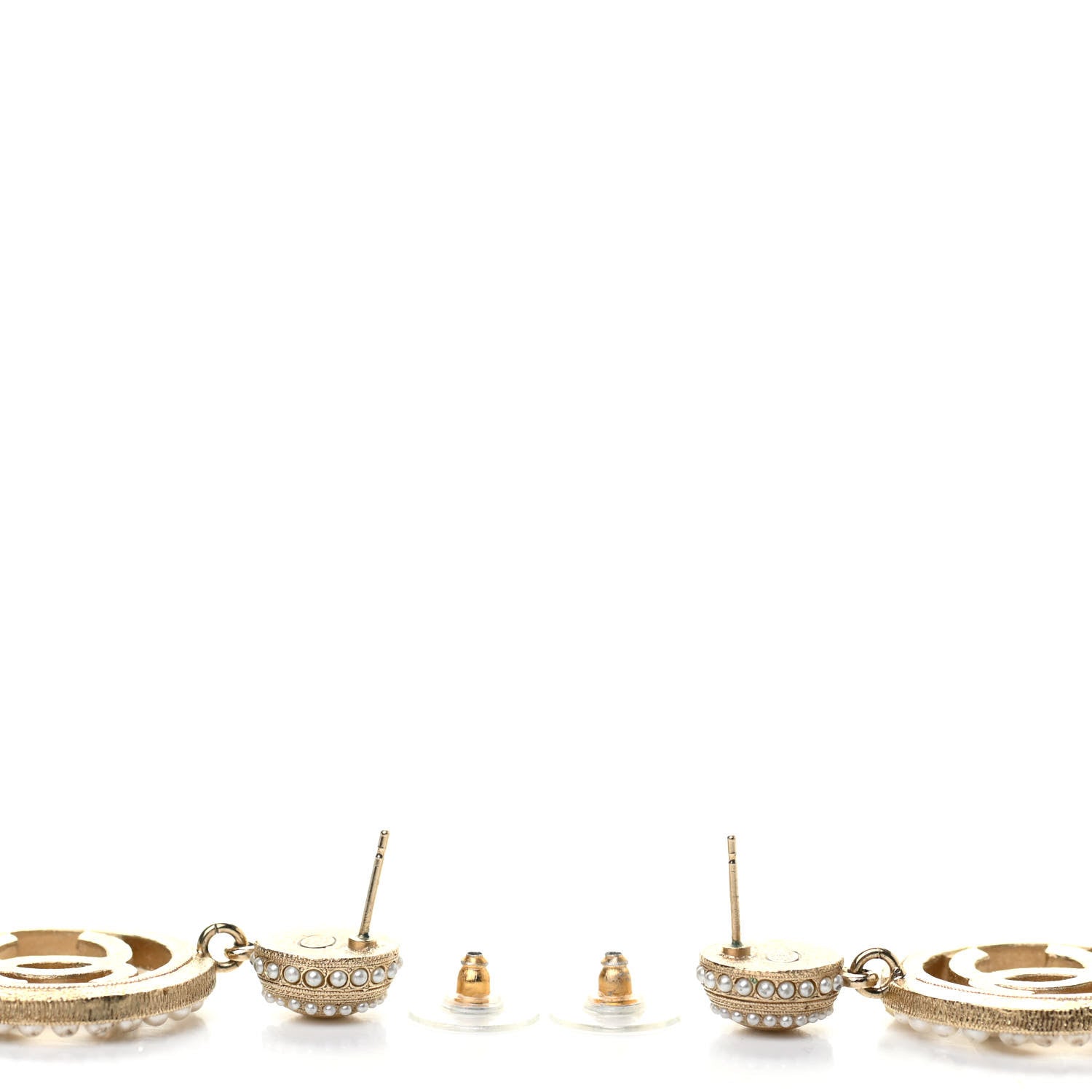 Chanel Pearl CC Drop Earrings Light Gold 3 of 5