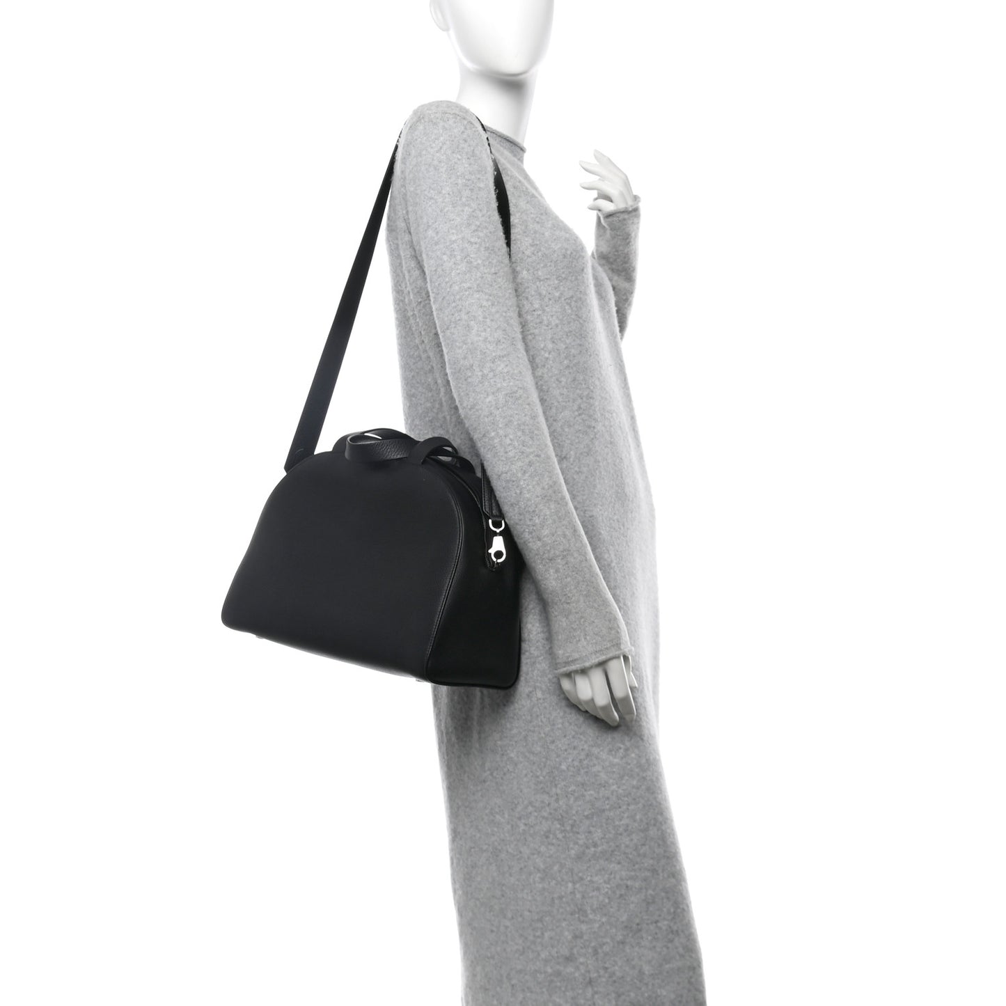 Grained Calfskin Bowling Bag Two Black