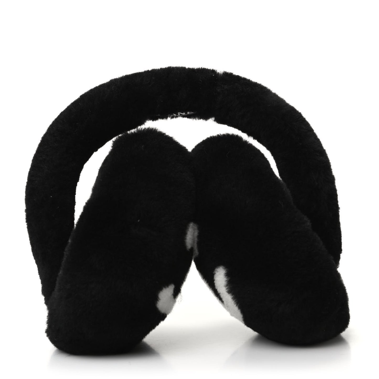 Shearling CC Ear Muffs Black White
