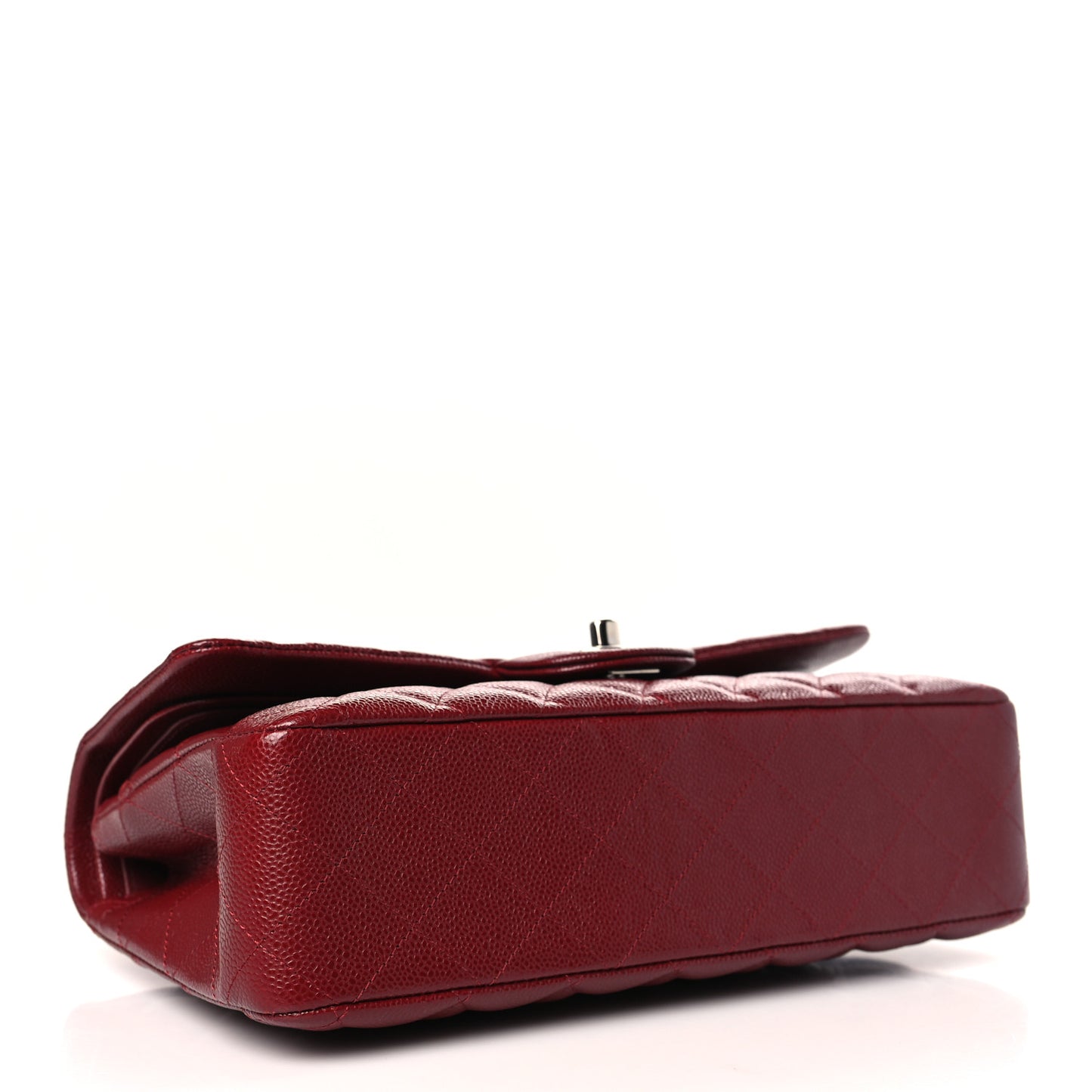 Caviar Quilted Medium Double Flap Dark Red