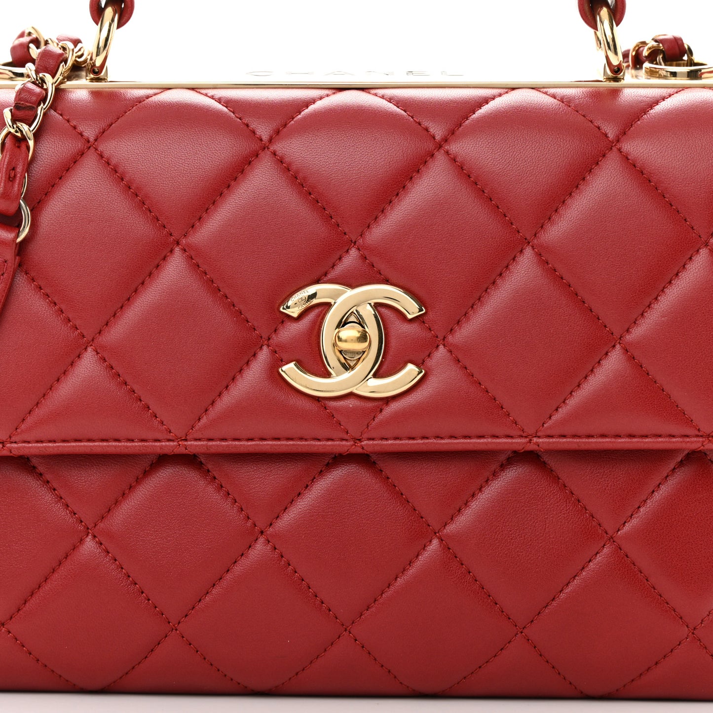 Lambskin Quilted Small Trendy CC Flap Dual Handle Bag Red