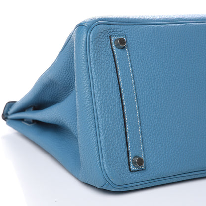 Hermes Taurillon Clemence Birkin 35 Blue Jean 26 of 29