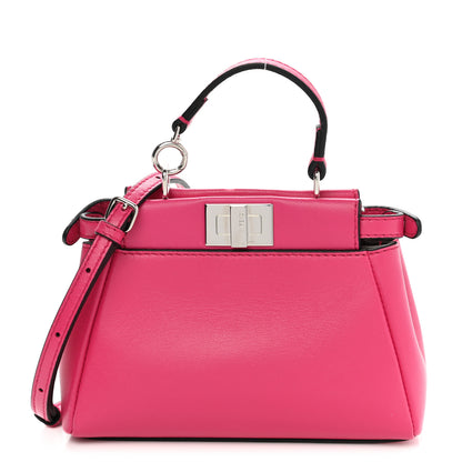 Fendi Shiny Nappa Micro Peekaboo Iconic Satchel Fuxia 1 of 10