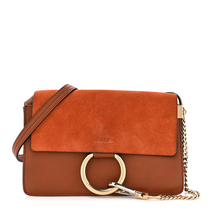 Chloe Suede Calfskin Small Faye Shoulder Bag Tobacco 1 of 16