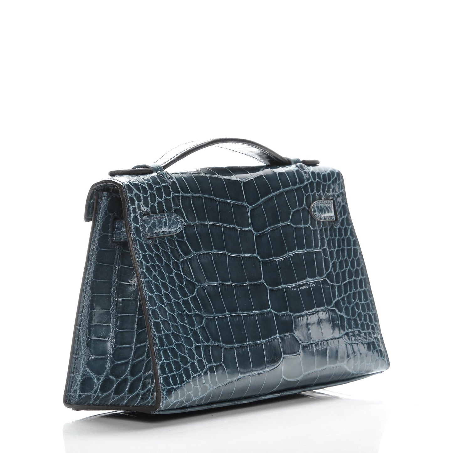 Shiny Alligator Kelly Pochette Blue Jean