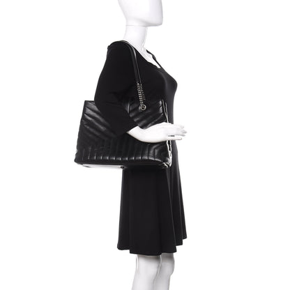 Saint Laurent Calfskin Y Quilted Monogram Large Loulou Shopper Black 2 of 10