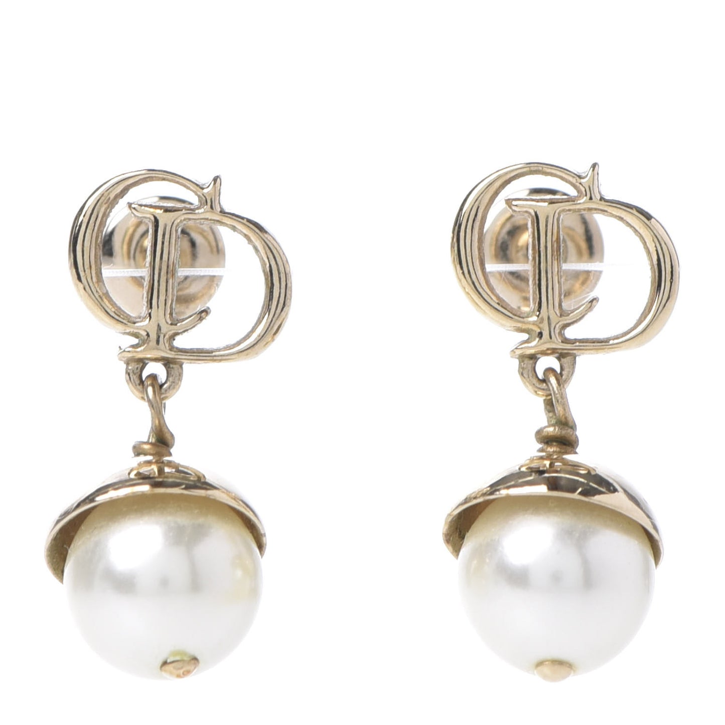 Pearl CD Drop Earrings Gold