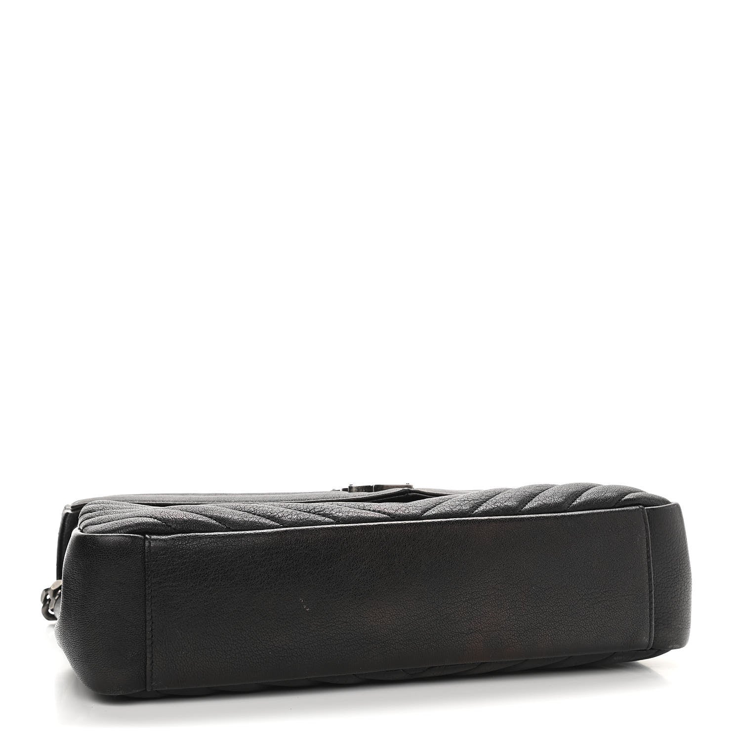 Saint Laurent Sheepskin Matelasse Chevron Monogram Large College Satchel Black 4 of 16