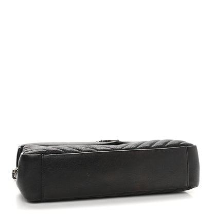 Saint Laurent Sheepskin Matelasse Chevron Monogram Large College Satchel Black 4 of 16