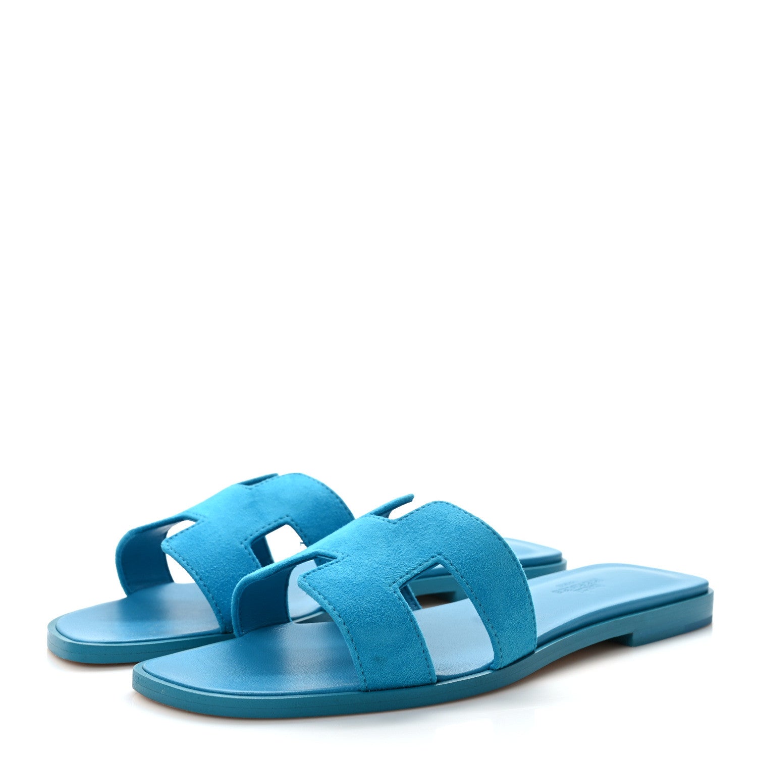 Hermes Suede Goatskin Oran Sandals 37 Bleu Vif 3 of 9