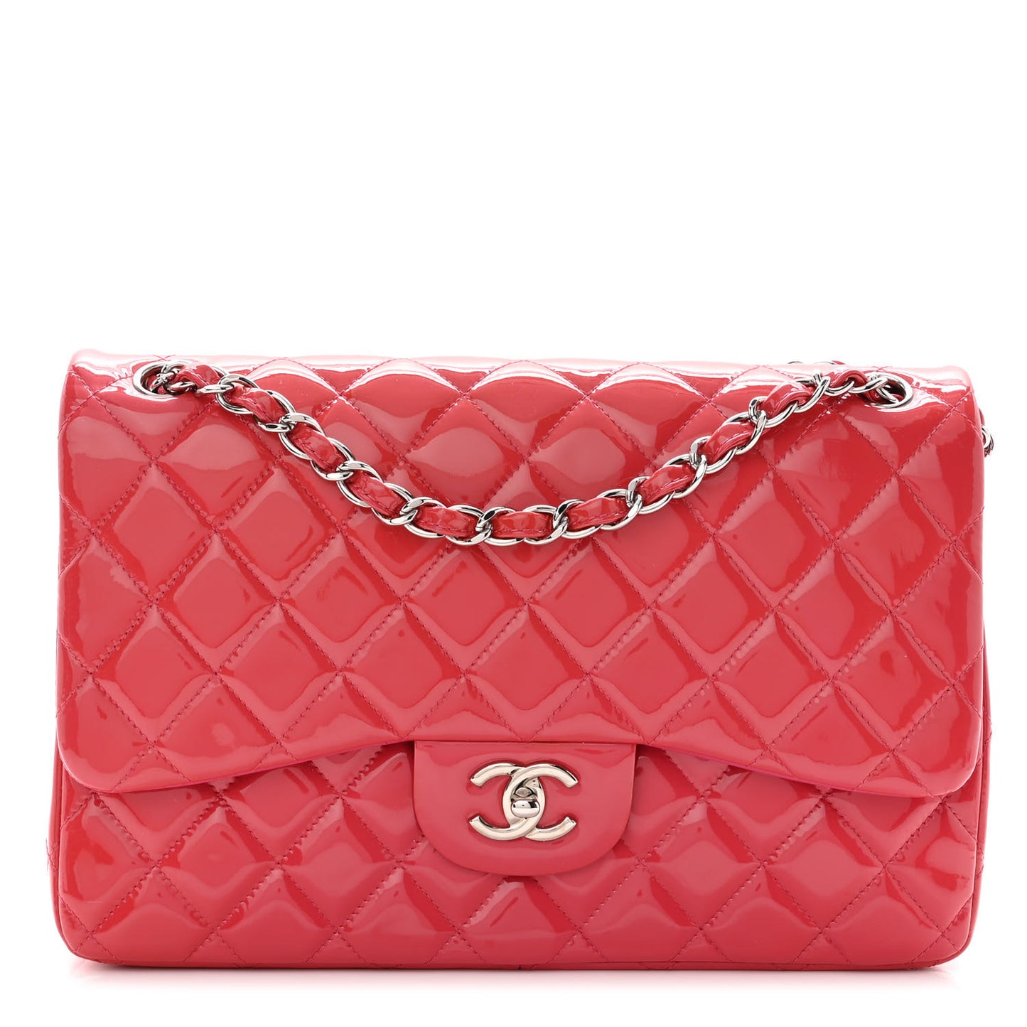 Patent Quilted Jumbo Double Flap Pink