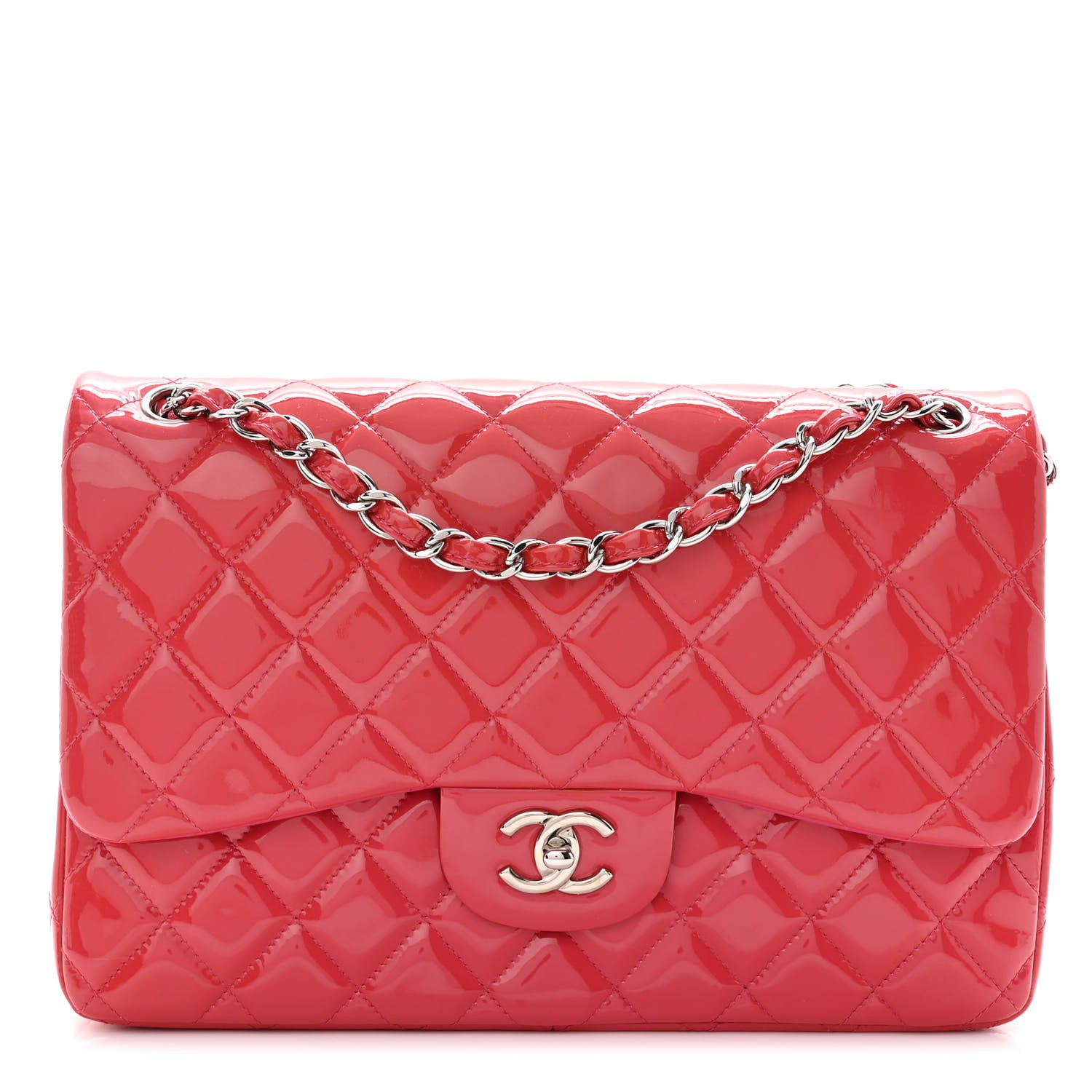 Chanel Patent Quilted Jumbo Double Flap Pink 1 of 10