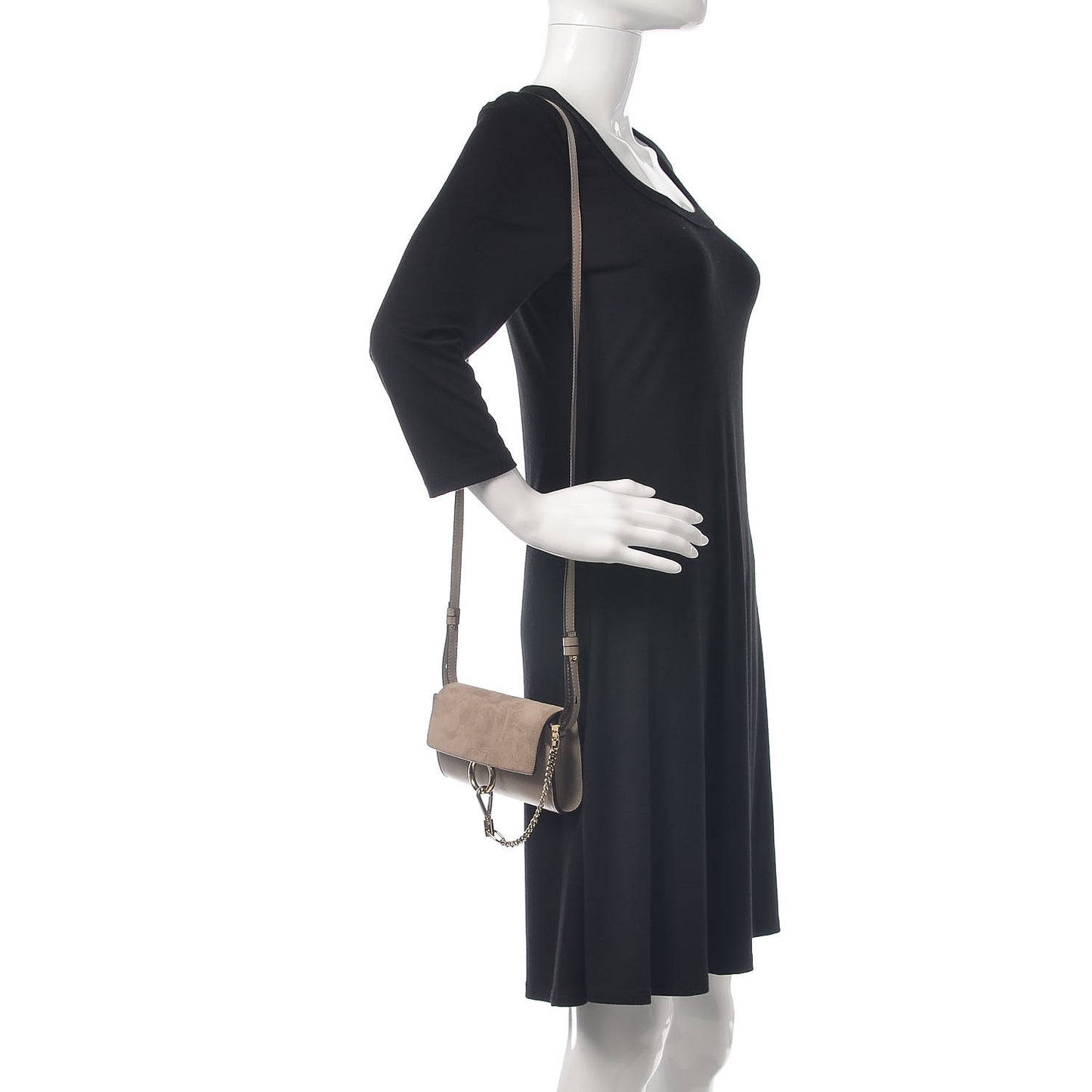Suede Calfskin Mini Faye Shoulder Bag Motty Grey