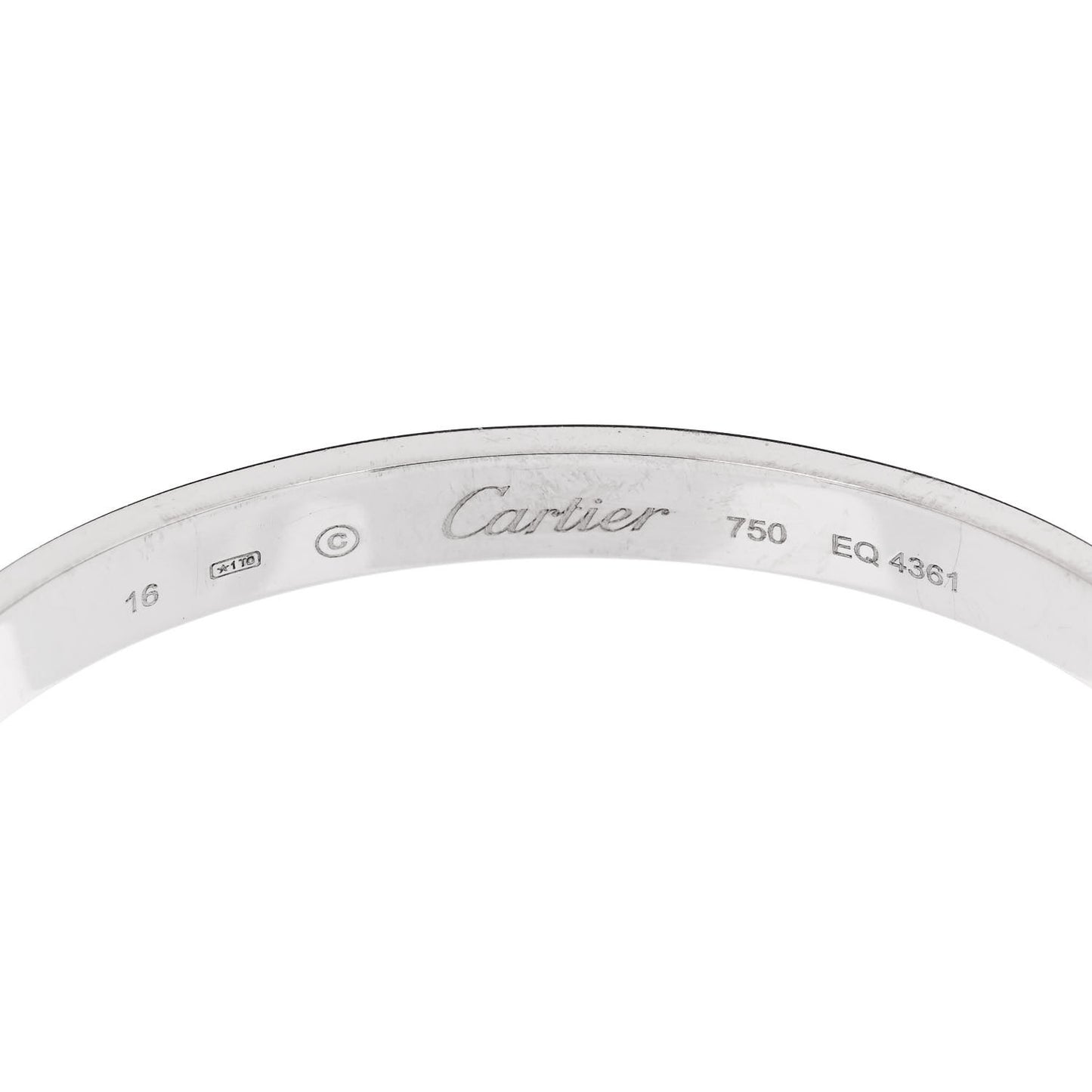 18K White Gold LOVE Cuff Bracelet 16