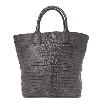 Bottega Veneta Matte Crocodile Top Handle Weekender Bag Tote Purple 1 of 11