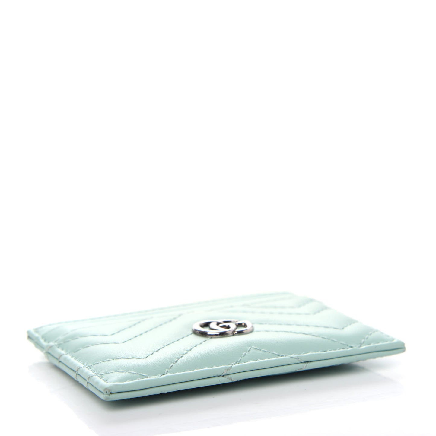 Calfskin Matelasse GG Marmont Card Holder Water Green