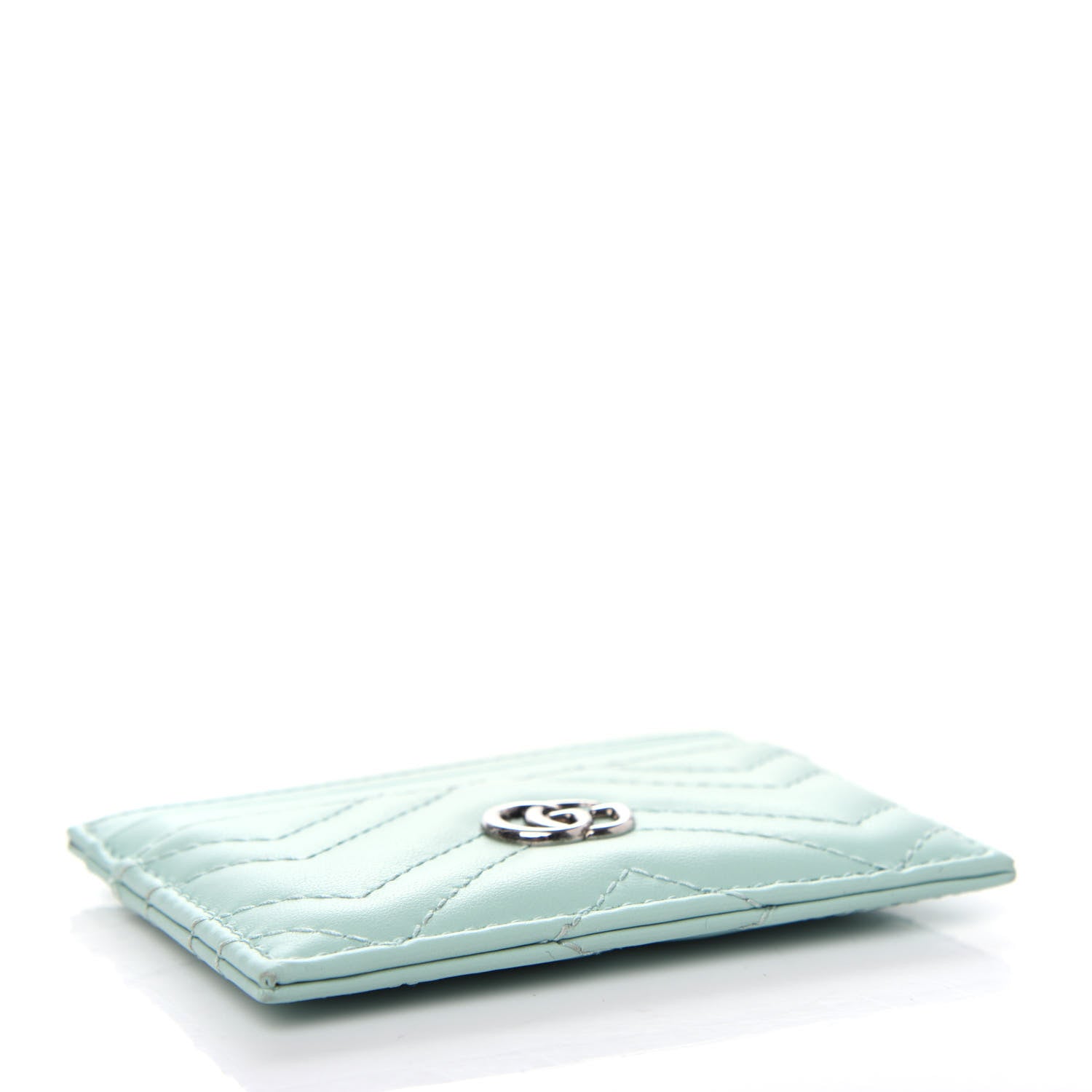 Gucci Calfskin Matelasse GG Marmont Card Holder Water Green 4 of 6