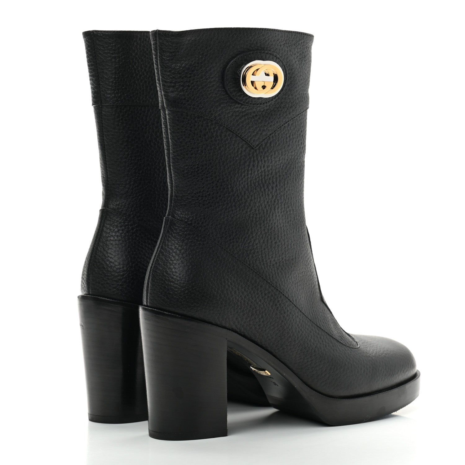 Gucci Austin Calfskin Interlocking G Ankle Boots 36 Black 4 of 7