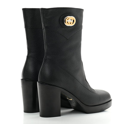 Gucci Austin Calfskin Interlocking G Ankle Boots 36 Black 4 of 7