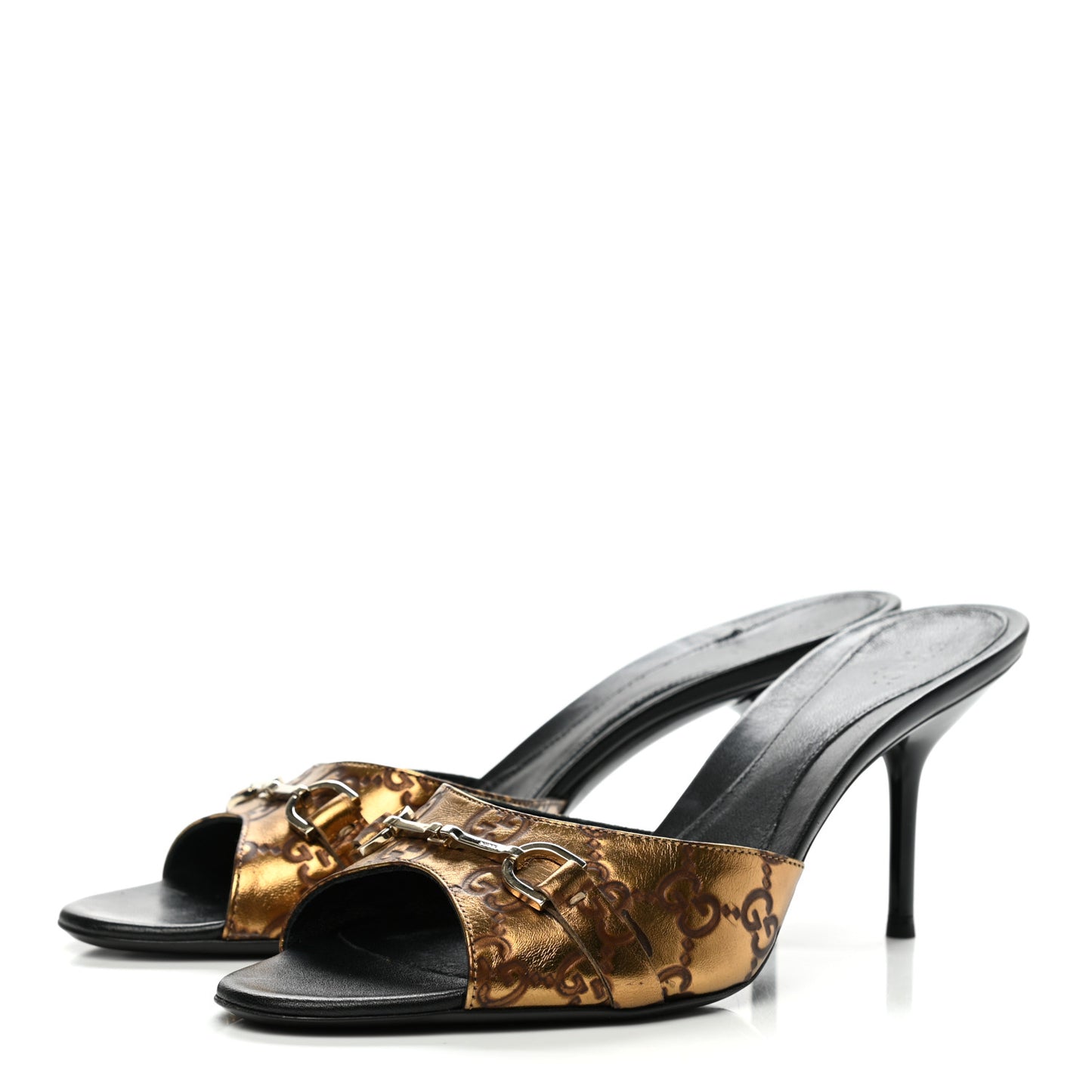 Guccissima Horsebit Mid Heel Slides 39 Bronze