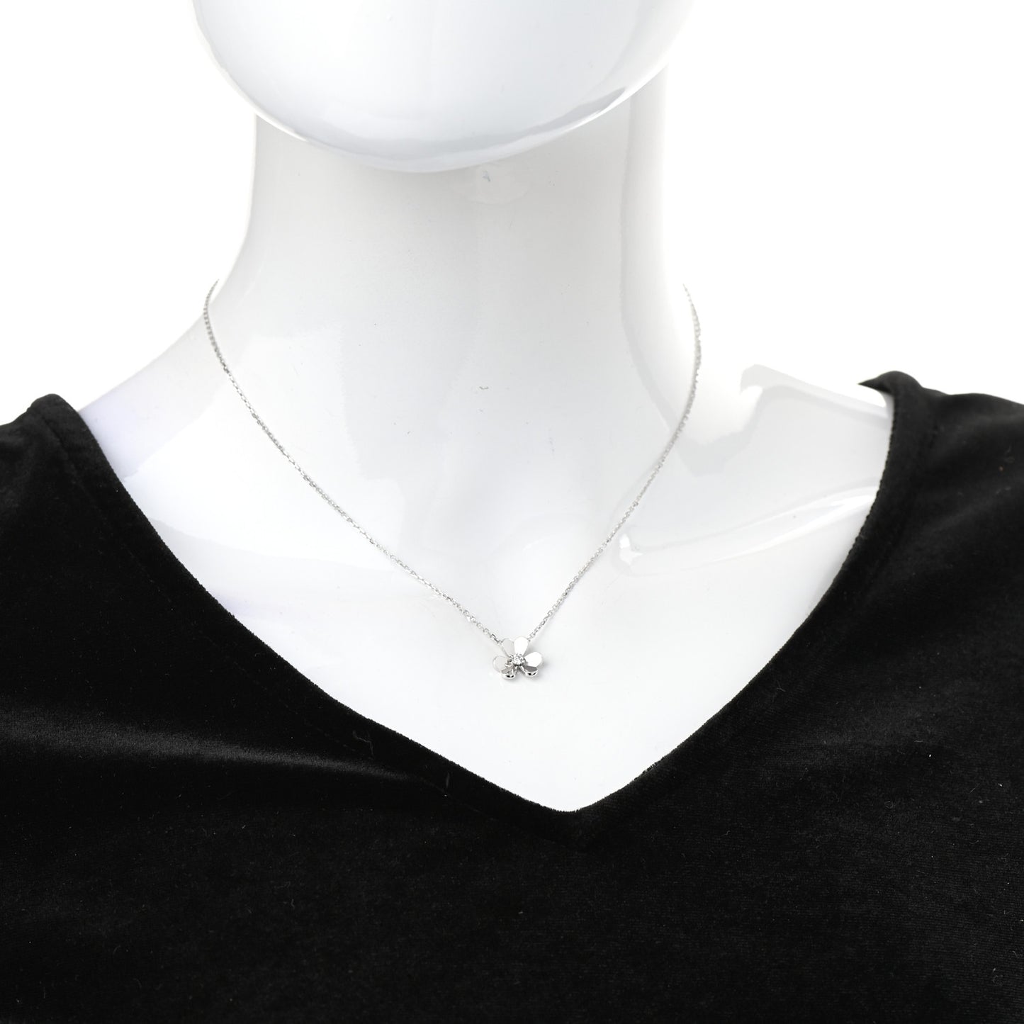 18K White Gold Diamond Mini Frivole Pendant Necklace
