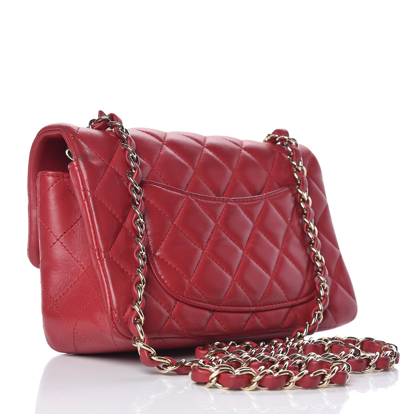 Lambskin Quilted Mini Rectangular Flap Red