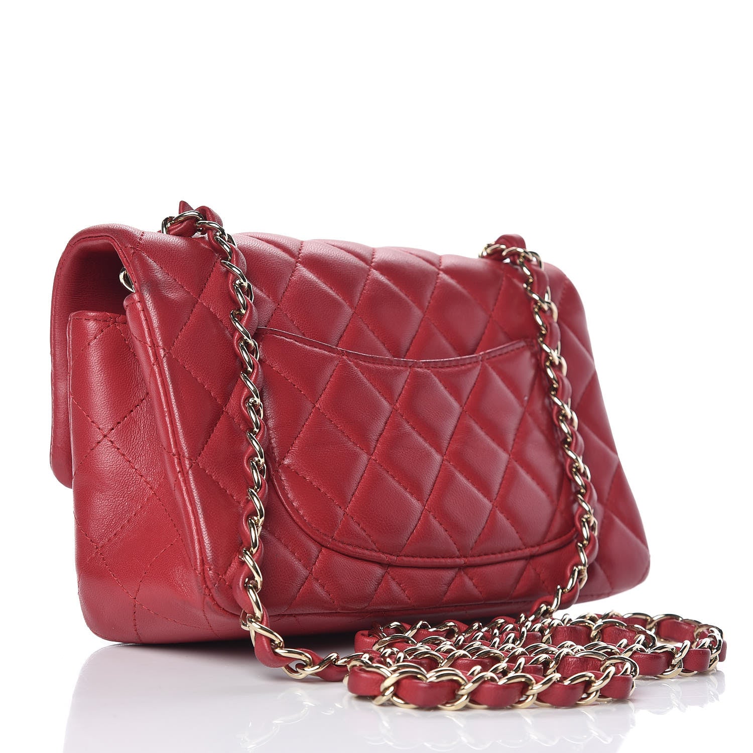 Chanel Lambskin Quilted Mini Rectangular Flap Red 3 of 17