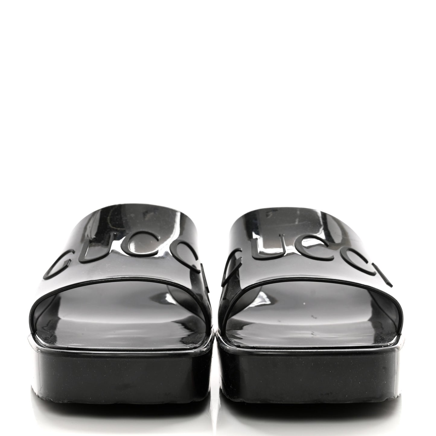 Rubber Gucci Logo Womens Platform 20/60mm Slide Sandals 38 Black