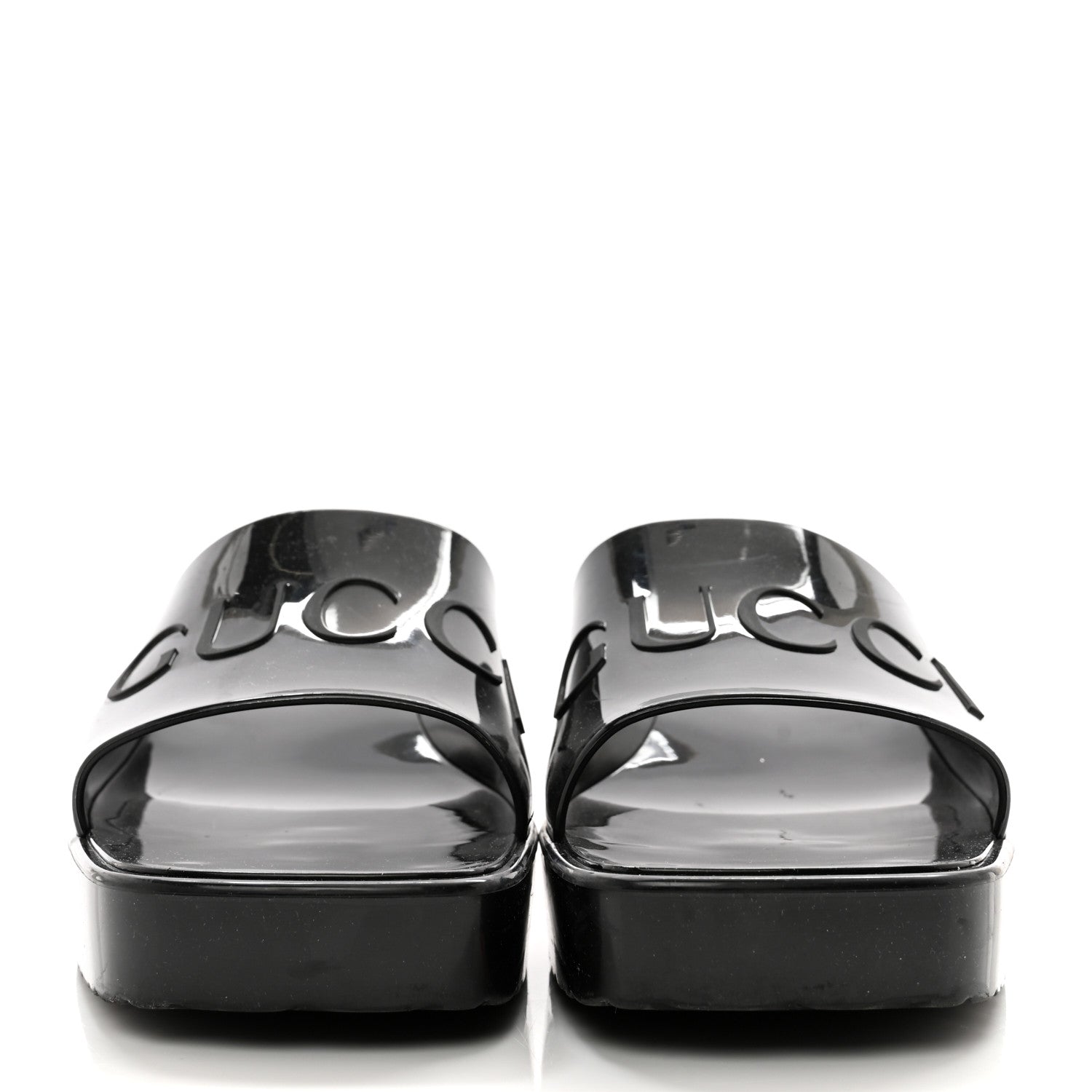 Gucci Rubber Gucci Logo Womens Platform 20/60mm Slide Sandals 38 Black 2 of 13
