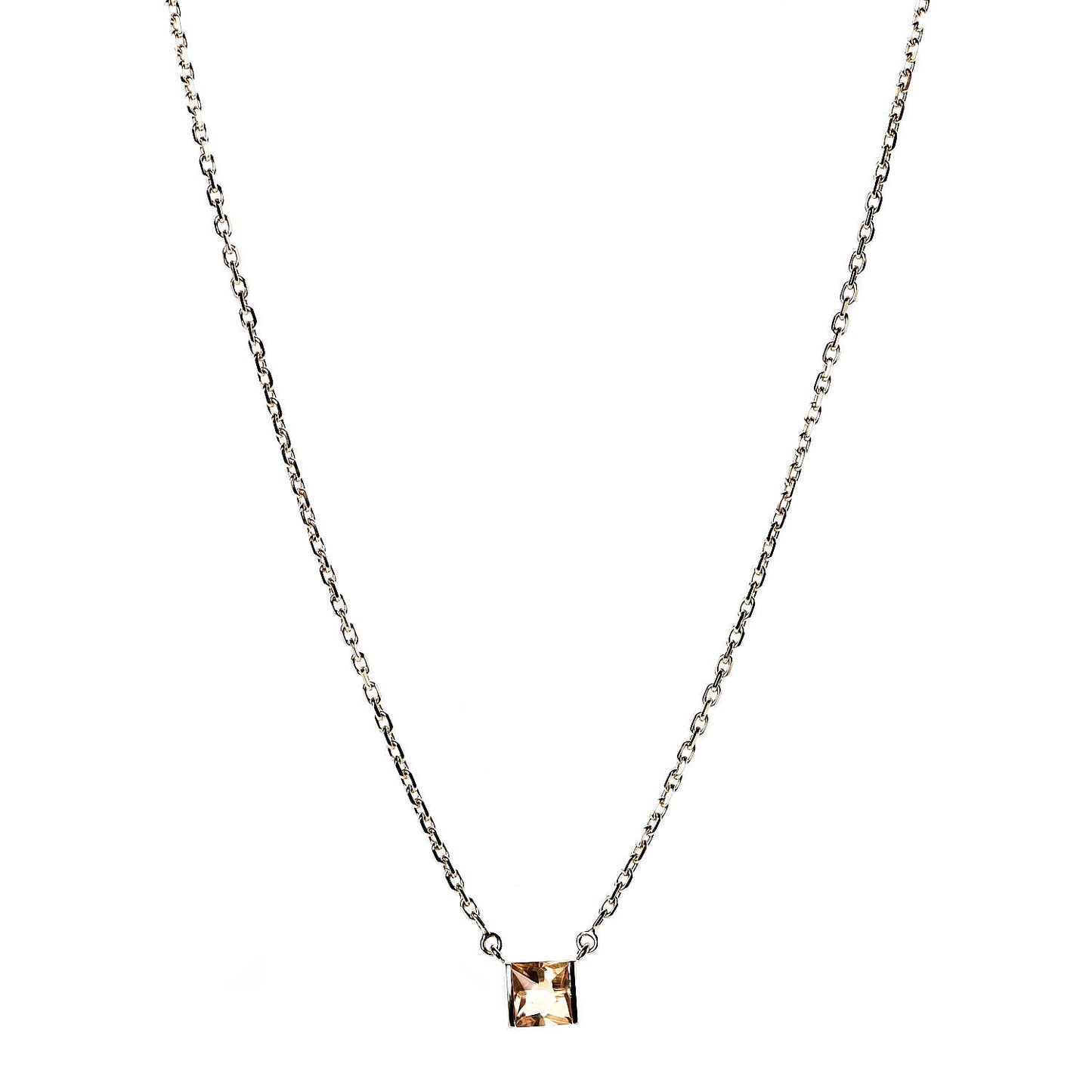 18K Yellow Gold Citrine Tank Pendant Necklace