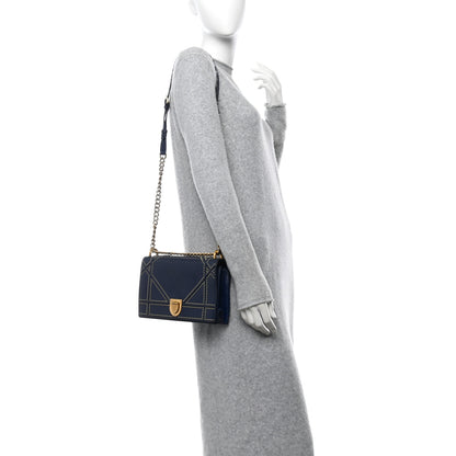 Christian Dior Lambskin Studded Medium Diorama Flap Bag Navy Blue 2 of 10