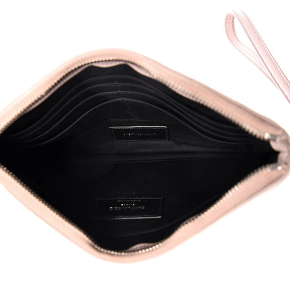 Saint Laurent Calfskin Matelasse Chevron Monogram A5 Wristlet Rose Poudre 5 of 10