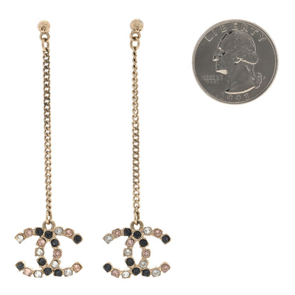 Chanel Crystal CC Drop Earrings Pink Grey Gold 2 of 5