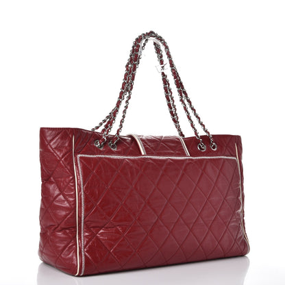 Chanel Lambskin Quilted East West Large Tote Red 3 of 9