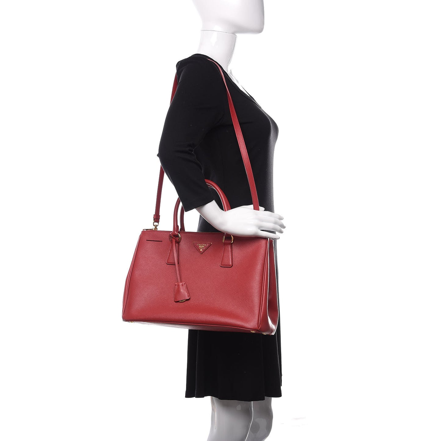 Saffiano Medium Galleria Double Zip Tote Fuoco