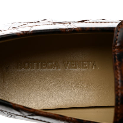 Bottega Veneta Calfskin Crocodile Embossed Monsieur Croco Bit Loafers 38 Barrel 6 of 8