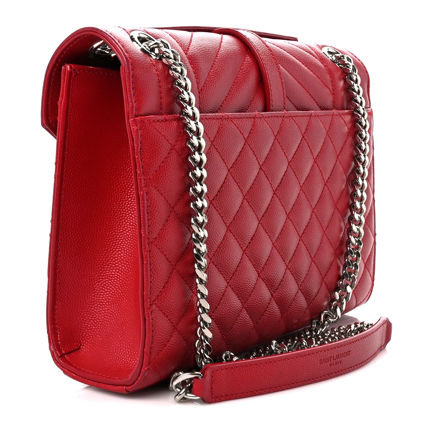 Grain De Poudre Textured Mixed Matelasse Triquilt Medium Monogram Satchel Rouge Eros
