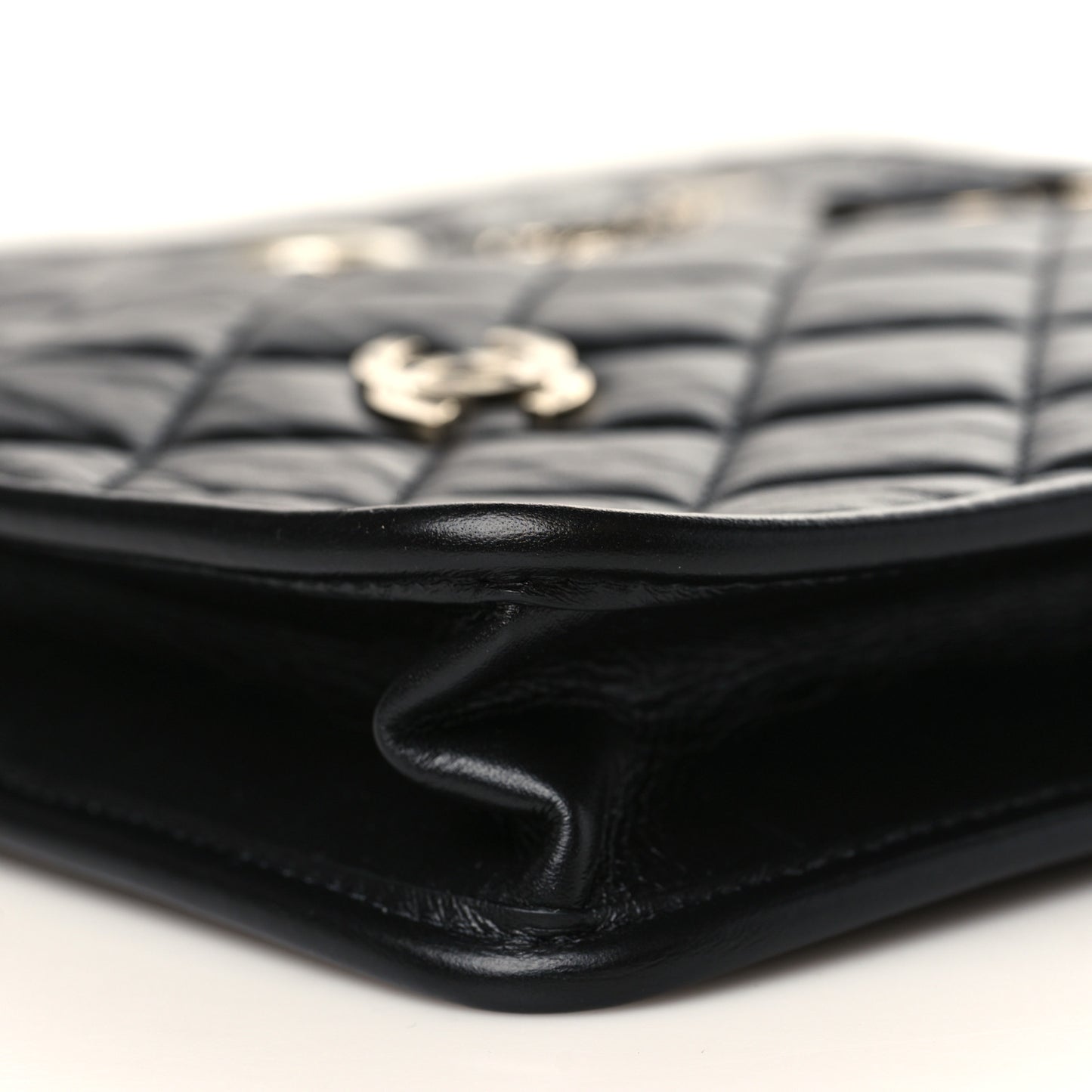 Aged Calfskin Small Charms Shopping Bag Black