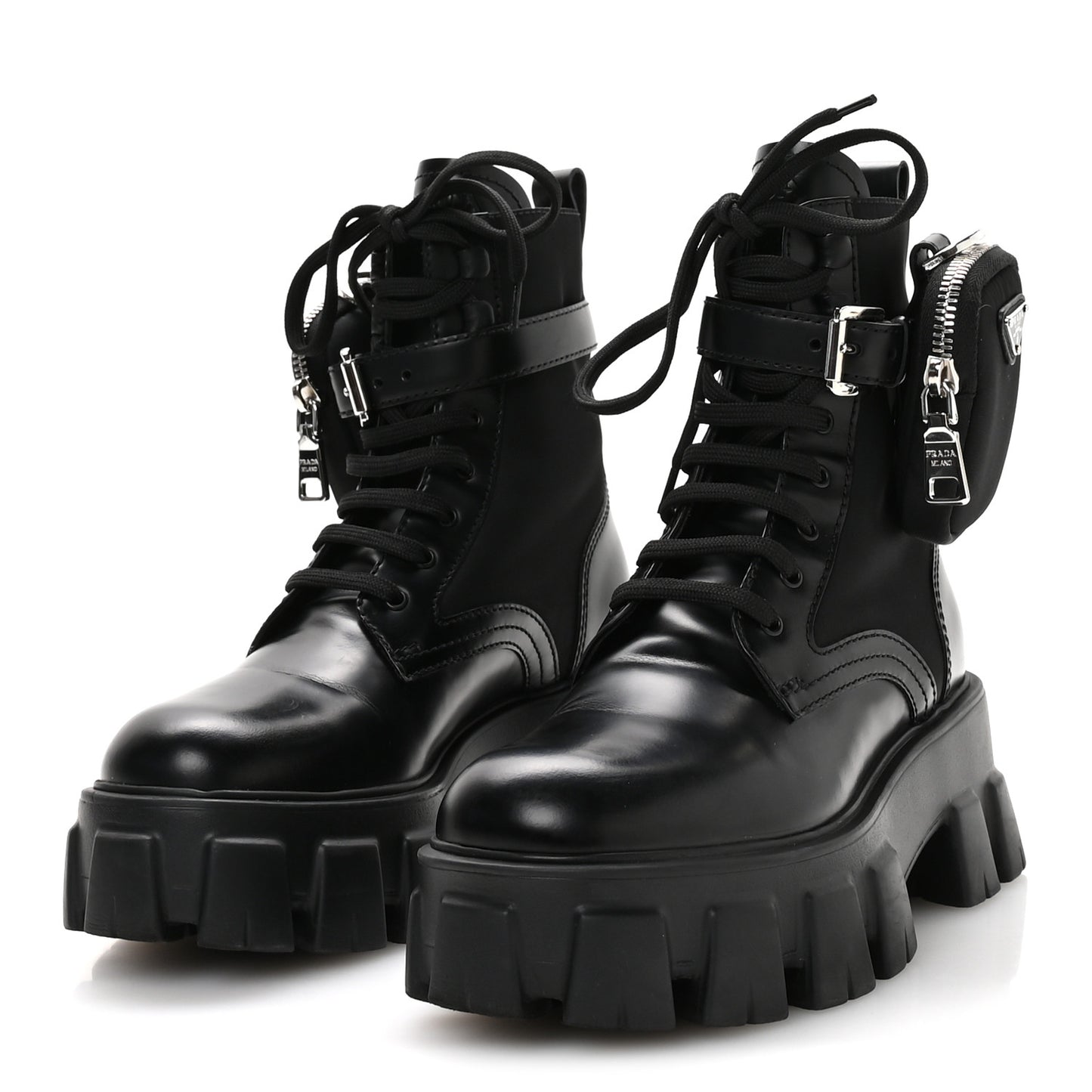 Spazzolato Rois Re-Nylon Metal Triangle Logo Monolith Pouch Pocket 55mm Boots 35.5 Black