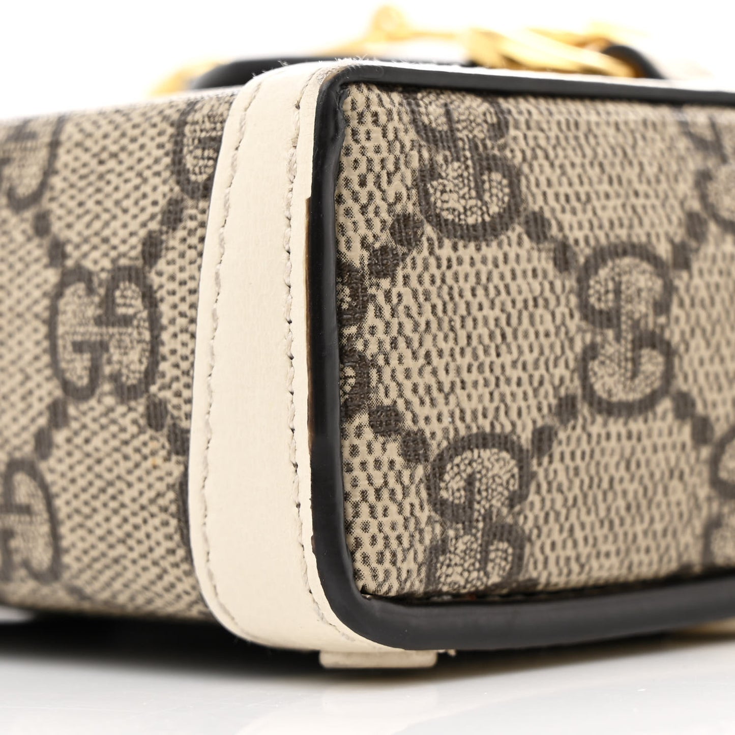 GG Supreme Monogram Azalea Calfskin Mini Horsebit 1955 Crossbody Bag Beige Ebony Mystic White