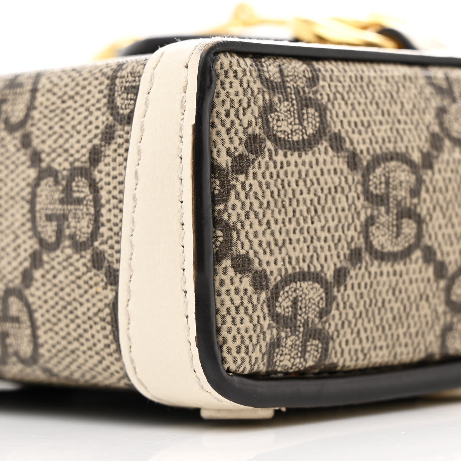 Gucci GG Supreme Monogram Azalea Calfskin Mini Horsebit 1955 Crossbody Bag Beige Ebony Mystic White 10 of 12