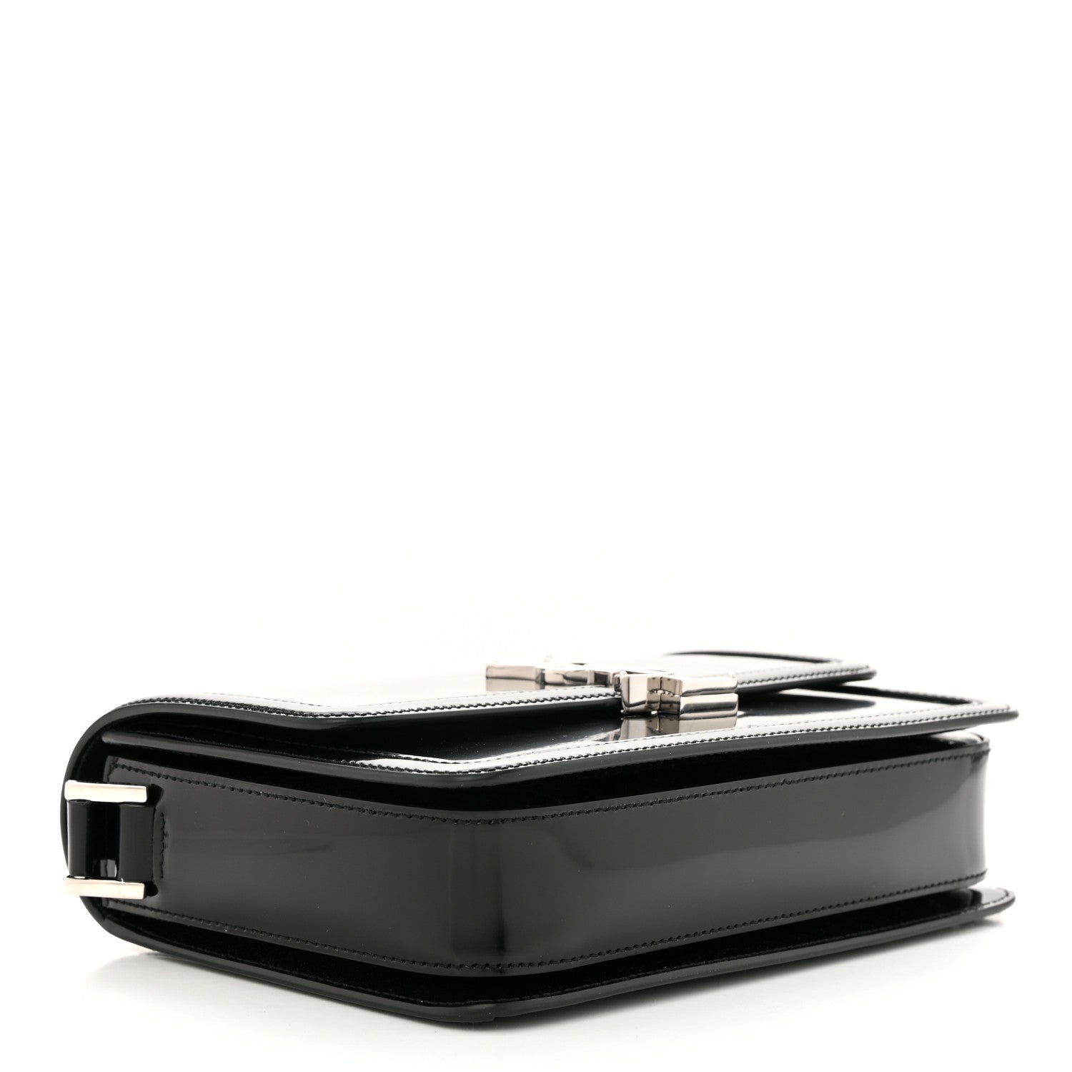 Saint Laurent Glazed Calfskin Monogram Medium Solferino Satchel Black 4 of 10