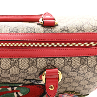 Gucci GG Supreme Monogram Kingsnake Heart Embroidered Medium Boston Hibiscus Red 11 of 12
