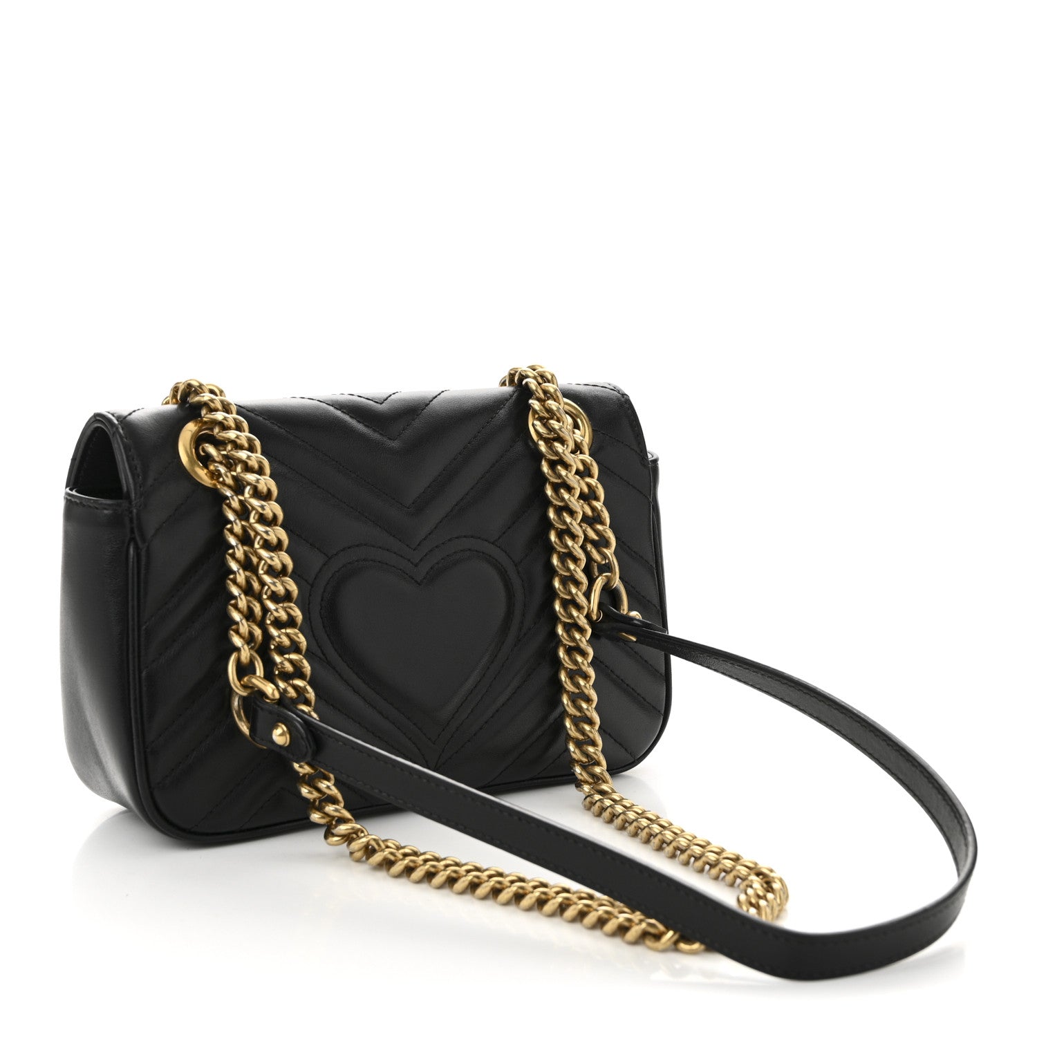 Gucci Calfskin Matelasse Small GG Marmont Shoulder Bag Black 3 of 11
