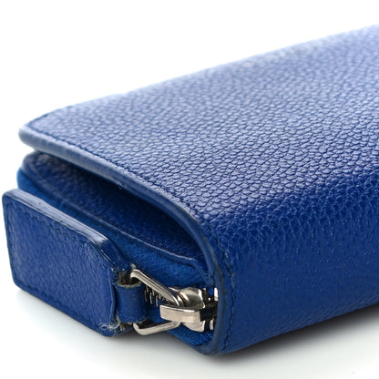 Saint Laurent Grained Calfskin Rive Gauche Compact Zip Around Wallet Royal Blue 9 of 10